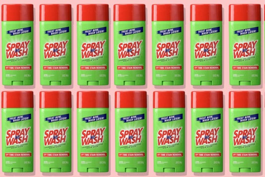 Collage of Spray 'n Wash sticks.